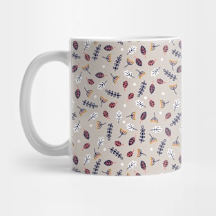 Gray Small Leaf Pattern Mug